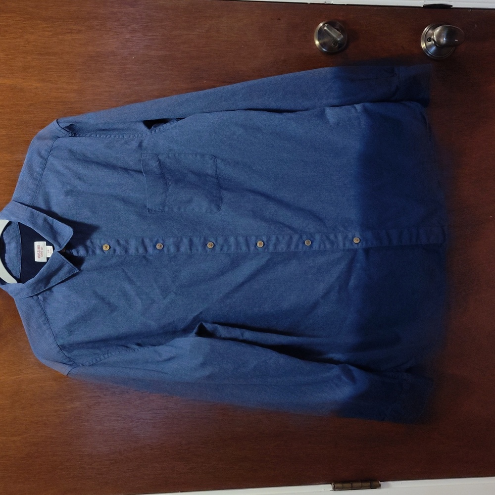 Mossimo Supply Co. Blue Ombre Long Sleeve Shirt, Men's Size L